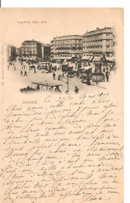 CPI (B2545) SPANIA. MADRID, PUERTA DEL SOL, CIRCULATA 24.MAR. 1899, STAMPILE foto