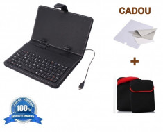 ***SUPER OFERTA*** CADOU FOLIE DISPLAY+ HUSA NEOPREN*** + HUSA TABLETA 9&amp;quot; INCH CU TASTATURA CABLU MICRO USB CALITATE PREMIUM PIELE ECOLOGICA foto