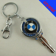 Breloc bmw cheie cu cristale swarovski albastru deosebit vintage foto