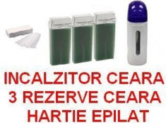 KIT PENTRU EPILAT - SET EPILARE - INCALZITOR CEARA - APARAT CEARA + 3 REZERVE CEARA AZULENE + HARTIE EPILAT - LIVRARE GRATUITA - foto