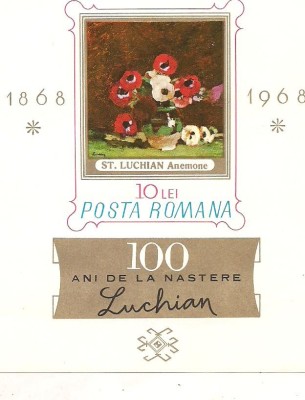 colita-Romania 1968 -L.P.670-Centenarul nasterii pictorului Stefan Luchian foto