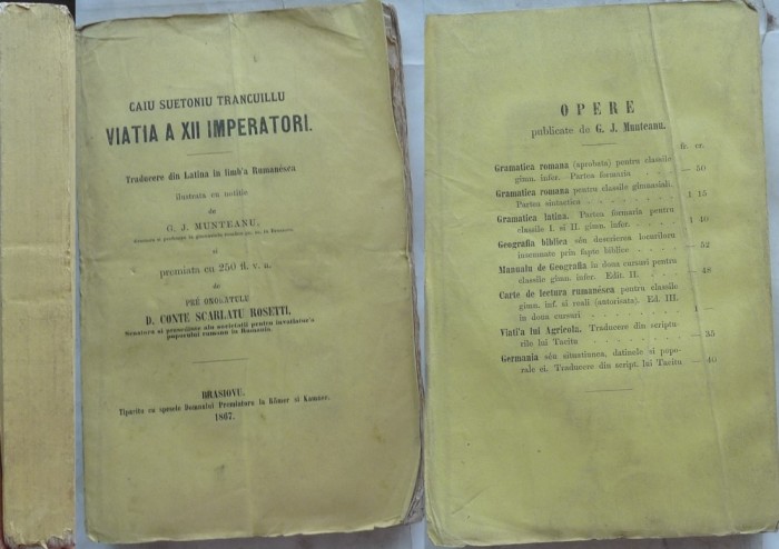 Caiu Suetoniu , Viatia a XII imperatori , Brasov , 1867 , editia 1 in lb. romana