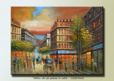 Tablou living, dormitor - Paris - bulevard interbelic (1) - ulei in cutit 120x90cm - LIVRARE GRATUITA IN 24-48h foto