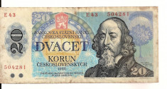 LL bancnota Cehoslovacia 20 korun 1988 foto