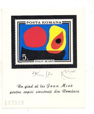 colita-Romania 1970 -L.P.745-INUNDATIA II (Joan Miro) foto