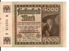 LL bancnota Germania 5000 marci 1922 foto