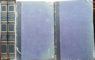 Walter Scott , Opere , 2 volume in limba franceza , 1844 , legatura in piele foto