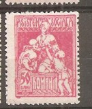 TIMBRE 89, ROMANIA, 1921, ASISTENTA SOCIALA, 50 BANI, CURIOZITATE, SCAMA DE CULOARE COLT JOS-STANGA, ECV, RARITATE, RARITATI, EROARE, ERORI, Medical