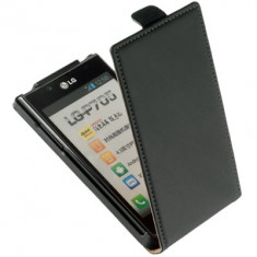 Husa Eleganta TOC FLIP Piele Negru LG Optimus L7 P700 + FOLIE DISPLAY GRATIS foto