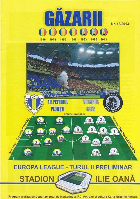Program fotbal Petrolul Ploiesti - Vikingur Gota, Europa League 2013