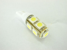 Leduri auto W5W T10 9 SMD 5050 alb foto