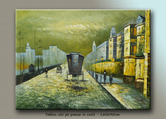 Tablou living, dormitor - Parisul vechi, scena stradala (4) - ulei in cutit 120x90cm - LIVRARE GRATUITA IN 24-48h foto