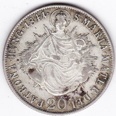 Ungaria-Austria 20 Krajczar-Kreuzer 1841B(Kormoczbanya-Kremnitz),argint,Sf.Maria cu Isus in brate foto