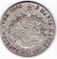Ungaria-Austria 20 Krajczar-Kreuzer 1842B(Kormoczbanya-Kremnitz),argint,Sf.Maria cu Isus in brate foto