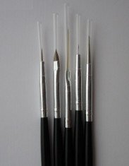 set de 5 pensule pentru manichiura / gel / acril / unghii false / nail art / pictura foto