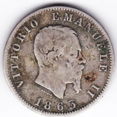 Italia 1 Lira 1863 Vittorio Emanuele II argint