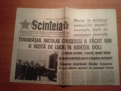 ziarul scanteia 30 mai 1974 - vizita lui ceausescu in jud. dolj,orasul craiova foto