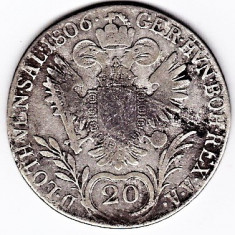 Austria-Ungaria, 20 Kreuzer 1806 B (Kormoczbanya-Kremnitz) ,argint,Franz II foto