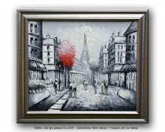 Tablou Paris in alb/negru (2) - tablou ulei pe panza cu rama (60x50cm) - LIVRARE GRATUITA 24-48h foto