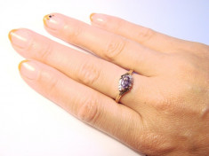 inel aur 9K QVC Birmingham cu diamante si amethyst amethist superbe foto