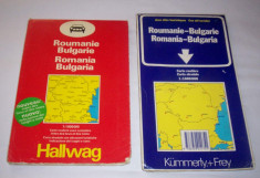 doua harti rutiere Romania Bulgaria (Kummerly+Frey, Hallwag) foto