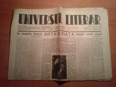 ziarul universul literar 4 aprilie 1942 (nr. cu ocazia zilei de pasti ) foto