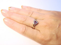 inel aur 9K QVC Birmingham cu diamante si amethyst amethist inimioara superb foto