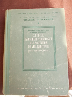 STUDIUL INSUSIRILOR TEHNOLOGICE ALE SOIURILOR DE VITA RODITOARE 1957 TRATATE MONOGRAFII foto