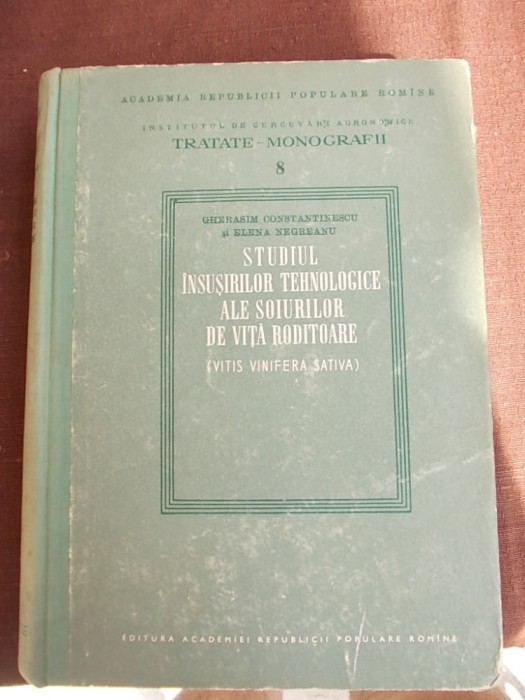 STUDIUL INSUSIRILOR TEHNOLOGICE ALE SOIURILOR DE VITA RODITOARE 1957