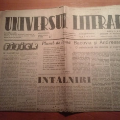 ziarul universul literar 29 noiembrie 1941-bacovia si andreescu de ion frunzetti