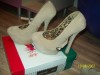 Pantofi crem, 35.5, Cu toc