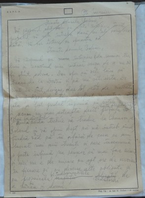 Scrisoare olografa a scriitorului Romulus Vulpescu pe foaia cu antetul Editurii ESPLA foto