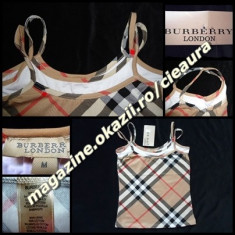 MAIOU TOP DUBLU BLUZA DAMA firma BURBERRY LONDON 4 BRETELE 100% BUMBAC made in GREAT BRITAIN MAIOURI MAIEU MAIEURI TOP TOPURI FEMEI foto