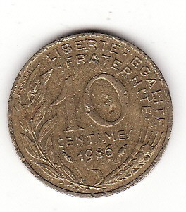 Franta 10 centimes 1986 foto