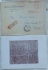 Felicitare de Anul Nou scrisa de Dan Smantanescu catre Romulus Vulpescu, 1968, pe plicul Bibliotecii Academiei Rom&acirc;ne, Circulata, Printata