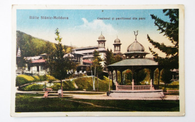 BAILE SLANIC MOLDOVA CASINOUL CAZINOUL SI PAVILIONUL DIN PARC 1935 ANIMATA ** foto