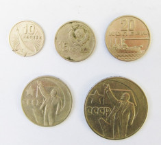 Lot 5 monede 1967 Rusia URSS CCCP 10 15 20 50 copeici kopeks 1 rubla Lenin foto