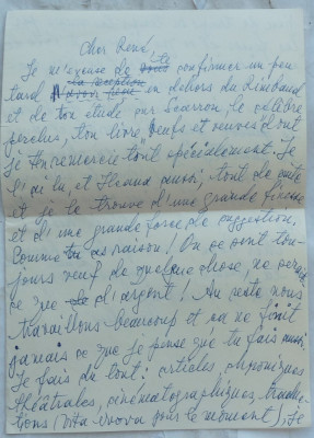 Scrisoare Olografa A Scriitorului Romulus Vulpescu In Limba