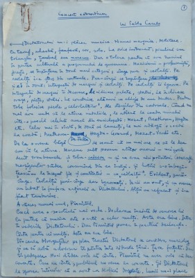 Concert extraordinar, Nuvela; Manuscris olograf Romulus Vulpescu, 3 foi, 1961 foto