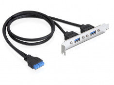 Bracket USB 3.0 19 pini intern la 2 x USB 3.0 extern, Delock 82963 foto