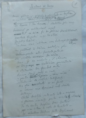 Taietorul de lemne ; Poezie ; Manuscris Romulus Vulpescu , 3 foi , semnat , 1961 foto