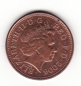 Marea Britanie 1 penny 2006 - al IV-lea portret, magnetic, luciu de batere.
