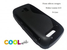 TRANSPORT GRATUIT!!! - SET - Husa silicon Nokia Lumia 610 neagra - S Line + Folie Protectie + Laveta microfibre foto