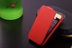 Husa / toc protectie piele iPhone 4,4s lux, tip flip cover, culoare - rosie - LIVRARE GRATUITA prin Posta la plata in avans foto