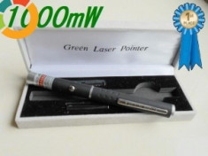 Green Laser Pointer 2 CAPETE putere maxima laser tip stilou cutie bateri incluse in pret 1000mw rosu CUMPARA ACUM foto
