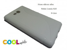 TRANSPORT GRATUIT!!! - SET - Husa silicon Nokia Lumia 820 alba - S Line + Folie Protectie + Laveta microfibre foto
