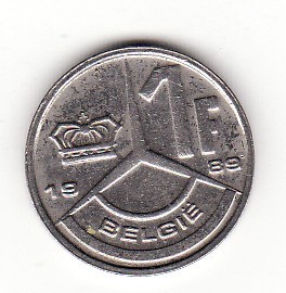 Belgia ( Belgie - text olandez ) 1 franc 1989 - Baudouin I