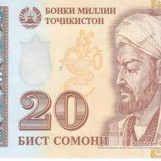 Bancnota Tadjikistan 20 Somoni 1999 (2013) - P25a UNC