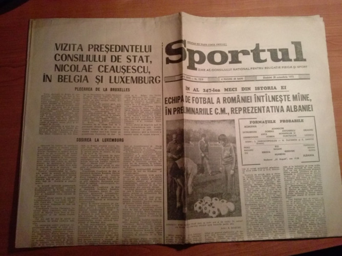 ziarul sportul 28 octombrie 1972-echipa de fotbal a romaniei intalneste albania
