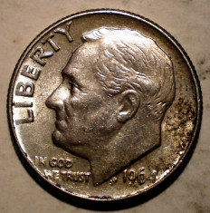 F.067 USA SUA ROOSEVELT DIME 1964 XF ARGINT 2,5g foto